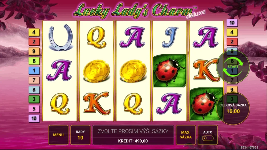 Lucky Lady&rsquo;s Charm deluxe od Novomatic &ndash; hern&iacute; obrazovka online slotu